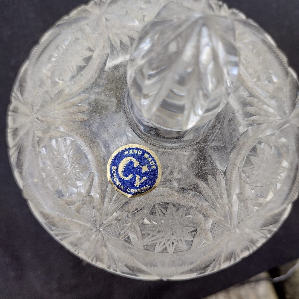 Bohemian hand-cut crystal lidded sugar or candy bowl